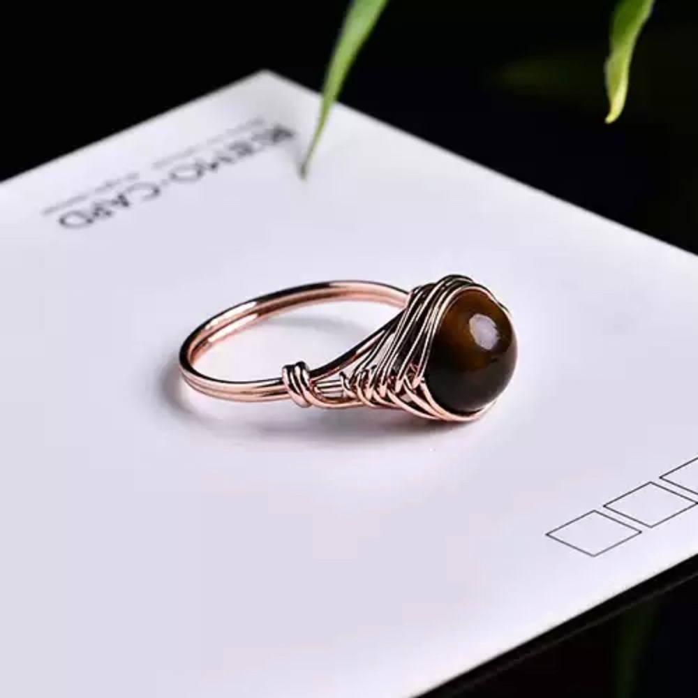 🔴4/$25 bohemian handcrafted gemstone tiger eye ring - Picture 1 of 6